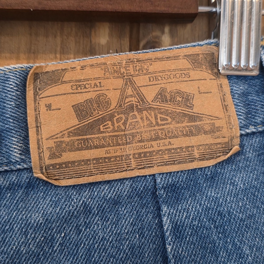 Big A Brand Pleated Denim Jeans Womens 13/14 Blue Excellent Vintage High Waisted - Picture 10 of 12